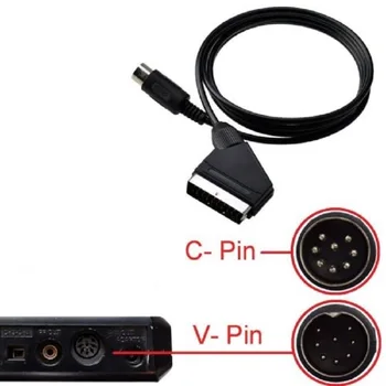 FZQWEG Juoda Aukštos kokybės 1,8 M/6FT V-pin ir C-pin, Scart kabelis, RGB AV Kabeliai, PAL Sega Megadrive 1 Pr 1 Master Sistema 1