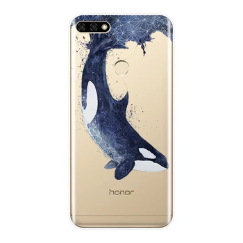 Galinio Dangtelio Huawei Honor 7 7S 7X 7A 7C Pro 10 9 8 8X MAX Minkšto Silikono Banginis, Žuvis Telefoną Atveju Huawei Honor 7 8 9 10 Lite