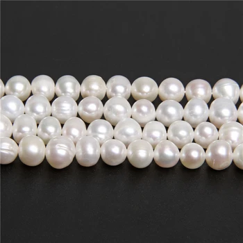 Gamtos 6-11mm Apvalios Baltos spalvos Gėlavandenių Perlų prarasti tarpiklis Karoliukai papuošalai priėmimo apyrankės karoliai, auskarai Moterims, Elegantiška dovanų
