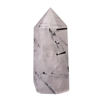 Gamtos Crystal Black Turmalino Kvarcas Taško Gydymo Akmuo Šešiakampės Prizmės 50-80mm Obeliskas Lazdelė Gydymo Akmuo 