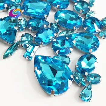 Gamyklos pardavimo 68pcs/maišas Ežero blue mix dydis top stiklo kristalų siūti ant akmenų,sumaišykite formos cirkonio diy/Drabužių accessories