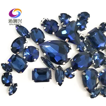 Gamyklos pardavimo 68pcs/maišas Rašalo mėlynos spalvos derinys dydis top stiklo kristalų siūti ant akmenų,sumaišykite formos cirkonio diy/Drabužių accessories