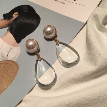 Garsaus prekės ženklo moterys didelis vandens lašelius tabaluoti perlų auskarai papuošalai