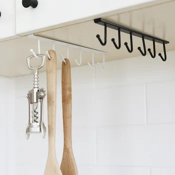 Geležies meno clapboard kabykla spinta daugiafunkcinis kablys virtuvės spintoje 6 kablys kablio apdailos stovo nenaudojant vinių LU5024
