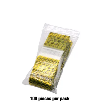 Geltona smiley plastiko sandarų maišelį 100 lazdos 46*44mm didelis tabako pakuotės pakartotinai sandari celofano maišelis pakuotė, laikymo sandarų maišelį