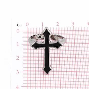 GEOMEE 1PC Vintage Black Didelis Kryžius Atidaryti Žiedas Moterims, Šaliai, Papuošalai, Vyrų Madinga Gotikos Metalo Spalvos Piršto Žiedą Anillo R58-1