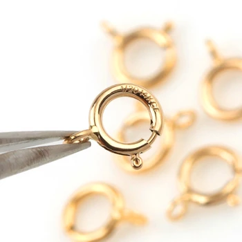 Geriausias Kokybės poros 5mm, 6mm 14K aukso užpildytas Pavasario Žiedas su Sagtimis, Kabliukai 14K AUKSO Ryšį Karoliai, Apyrankė 
