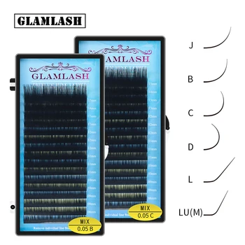 GLAMLASH 16Rows JBCDLLU 7~15 15-20 20-25mm Sumaišykite Gamtos Dirbtiniais Mink Atskirų Netikrų blakstienų, Blakstienų Pratęsimo Makiažas Cilia Makiažas