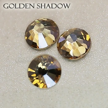 Golden Shadow stiklo hot fix kalnų krištolas masės kristalų pataisų flatback akmenys audinio, drabužio vestuvių drabužių, kostiumų glitters