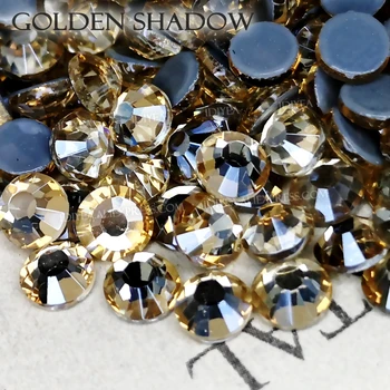 Golden Shadow stiklo hot fix kalnų krištolas masės kristalų pataisų flatback akmenys audinio, drabužio vestuvių drabužių, kostiumų glitters
