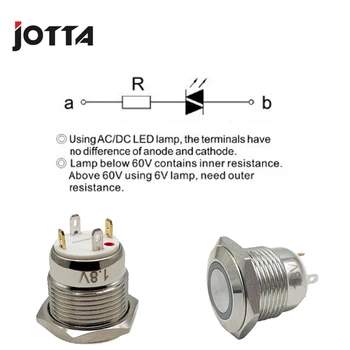 GQ16F-10E/J 16mm LED šviesos žiedas lempos tipas metalo mygtukas jungiklis su Plokščia apvali