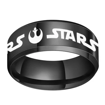 Graviruotas Star Wars Jedi Kad Simbolis Vyrų Žiedai, Vestuvių Markių Juodas Kvadratas Nerūdijančio Plieno Dydis 6 Dydis 13