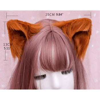 Gražus Furry Gyvūnų Žvėris Ausų Plaukų Įrašą Anime Lolita Vilkas Katė Cosplay plaukų segtukai M89E