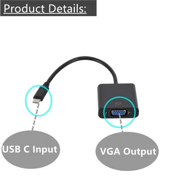 Grwibeou USB C Moterų VGA Adapterio Kabelį USBC USB3.1 VGA Adapteris, skirtas 