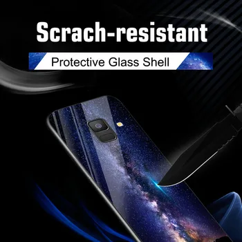 Grūdintas Stiklas Case for Samsung Galaxy A71 A50 A51 A70 A12 A21S S20 FE A40 A8 A6 Plius 2018 A7 Atvejais Star Kosmoso Animacinių filmų Dangtis