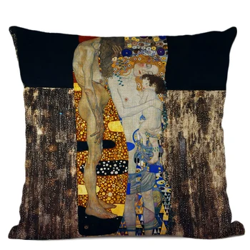 Gustavo Klimto Bučinys Dažymo Pagalvėlės Dangtis Vintage Stiliaus Aukso Modelį, Dekoratyvinės Pagalvėlės, Namų Dekoro Lino Mesti Pagalvę Padengti