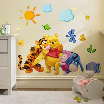 Gyvūnų animacinių filmų Mikė Pūkuotukas medis sienų lipdukai vaikams kambariai berniukai mergaitės namų dekoro sienos lipdukai namų puošybai sienos popieriaus