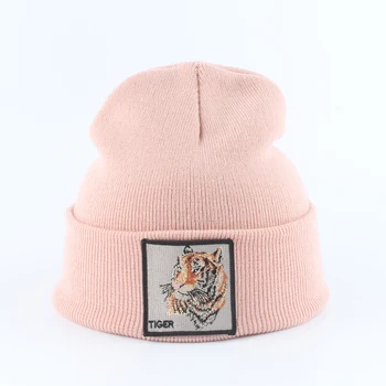 Gyvūnų Beanies Tigras Siuvinėjimo Žiemą Kepurės Vyrams, Moteriški Šilta Megzta kepurė gorra Hip-hop Kepuraitė Slidinėjimo Kepurė