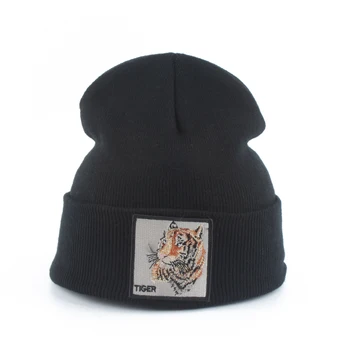 Gyvūnų Beanies Tigras Siuvinėjimo Žiemą Kepurės Vyrams, Moteriški Šilta Megzta kepurė gorra Hip-hop Kepuraitė Slidinėjimo Kepurė