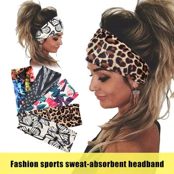 Gėlių Spausdinti Turbaną Headwrap Sporto Elastinga Jogos Hairband Mados Medvilnės Audinio Pločio Moterų Plaukų Aksesuarai