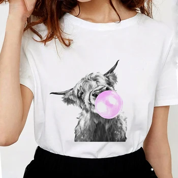 Harajuku Vasaros Moterų marškinėliai kramtomosios Gumos prancūzų Buldogas Spausdinti Estetinės Rūbų, Grafinis tee marškinėlius Femme