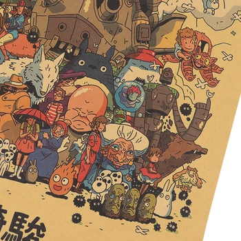 Hayao Miyazaki Animacijos Kolekcija Classic Plakatas Kavinė, Barai Virtuvės Dekoro Kraftpopieris Plakatas Retro Sienos Lipdukai 50x35cm