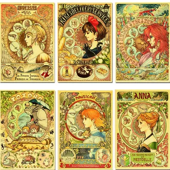 Hayao Miyazaki Animacinį Simbolių Plakatas/Sienų Dekoras/Dekoratyvinis Dažymas/Bar Plakatas/Kraft Paper/Retro Plakato