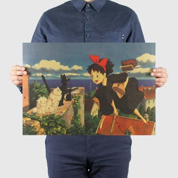 Hayao Miyazaki Anime Filmo Plakatas Kraftpopieris Pobūdžio Kolekciją Retro Plakato Apdailos Dažymo Menas, Sienų Lipdukai Namų Dekoro