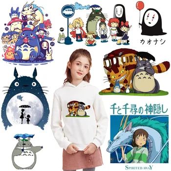 Hayao Miyazaki Totoro anime terminiai lipdukai ant drabužių geležies perdavimo drabužių vinilo perdavimo geležies pleistrai aplikacijos