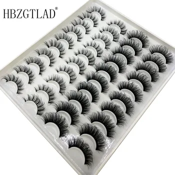 HBZGTLAD 20 porų 10-23 mm gamtos 3D netikrų blakstienų netikrą blakstienas makiažo rinkinys, Mink Blakstienas pratęsimo audinės blakstienos maquiagem