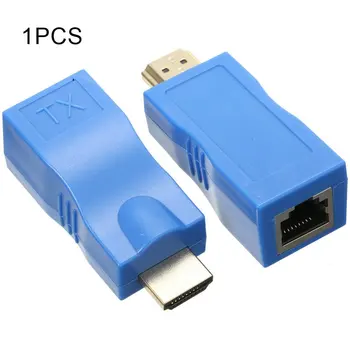 HDMI Extender RJ45 LAN Tinklo Išplėtimas, Siųstuvas, Imtuvas, TX RX Cat5e Ethernet Kabelis CAT6 30m 4K HD TV Paketas Maišelis