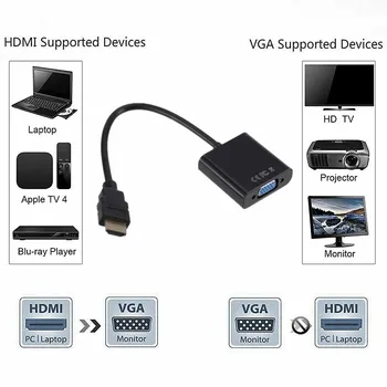 HDMI Male VGA Moterų Konverteris HDMI į VGA Kabelis Skaitmeninis Analoginis Konverteris HD 1080P PC Laptop Tablet HDMI Į VGA Adapteris