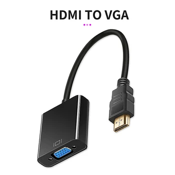HDMI į VGA Kabelis Adapteris Keitiklis Vyrų ir Famale Konverteris 1080P Skaitmeninio į Analoginį Vaizdo Garso HD Adapterį KOMPIUTERIUI Laptopo HDTV