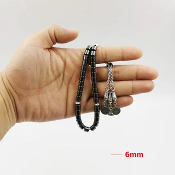 Hematitas natūralus Tasbih Ramadanas nuolaidą Musulmonų 33 malda karoliukai Islamo Rožinio dovana kišenėje Misbaha Eid priedai