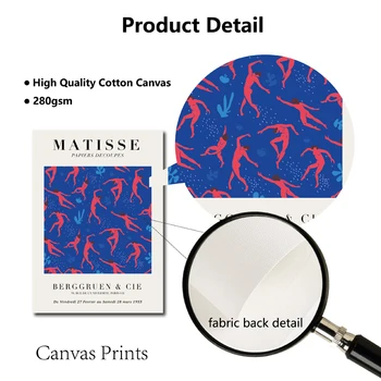 Henri Matisse Abstraktaus Meno Tapybos Spaudinių Raudona Mėlyna Išpjovos Koliažas Duomenys Iliustracijų, Plakatų Drobė Paveikslų Galerijos Sienos Meno Dekoro