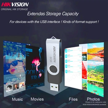 Hikvision HikStorage USB Flash Drive 8GB 16GB 32GB 64GB Mini Pen Ratai USB2.0 USB3.0 Pendrive Memory Stick Saugojimo #M200S