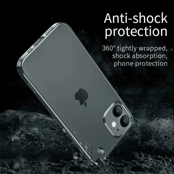 Hoco Skaidrus Silikoninis Telefono dėklas Skirtas iPhone 11 12Pro Max 12 Mini Stabdžių Smūgiams Apsauginis gaubtas, 