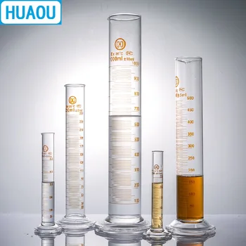 HUAOU 250mL Matavimo Cilindras su Piltuvėliu ir Baigimo su Stiklo Apvalaus Pagrindo Laboratorijos Chemijos Įranga