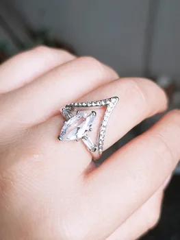 Huitan 2018 Kūrybos Hiperbolė Markizė Formos Dizainas Su Didelėmis Šviečia Balta Kubinių Zirconia Žiedas Madinga Ponios Kokteilis Žiedai