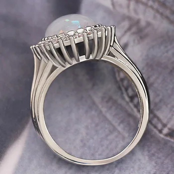 Huitan Naujas Stilingas Simulatd Opalas Akmuo Kokteilis Moterų Žiedai Prabanga Jubiliejų Dovana Žiedus Žmona Prabangių Gėlių Midi Žiedas