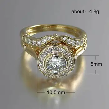 Huitan Prabanga 2VNT Vestuvinį Žiedą, Moterims, Puikus CZ Šakės Nustatymas Vestuvinis Žiedas bižuterijos Didmeninė Nuotakos Rinkinys