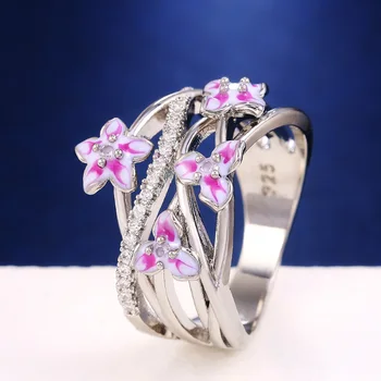 Huitan Spalvinga Gėlių Kryžiaus Moterų Piršto Žiedą, Romantiškas Pasiūlymas Žiedas Šokių Šalis Atostogų Grožio Žiedai Bižuterijos Naujienos