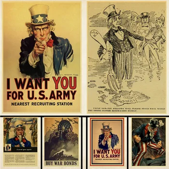 II pasaulinio Karo Dėdė Sam plakatas karinės Įdarbinti Reklama derliaus Plakatas noriu jums baras namų dekoro Siena Lipdukas