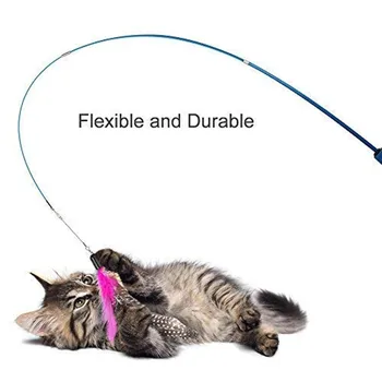 Interaktyvi Katė Plunksnų Žaislas Plunksnų Kibinimas Stick Lazdele Pet Ištraukiama Plunksnų Bell Papildymo, Pakeitimo Catcher Produkto Kačiukas
