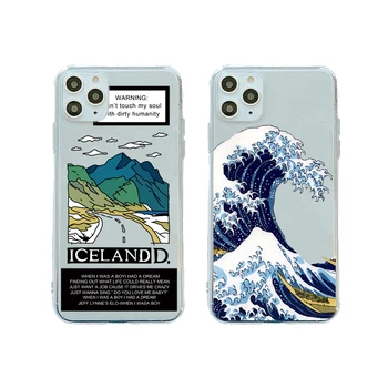 Islandijos Peizažai Cunamio Telefono dėklas skirtas iPhone 12 mini Pro 11 Max 7 8 6s Plus X XR XS Max SE 2020 Aišku, Modelį, Minkštas atgal apima