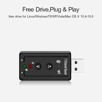 Išorinė USB Garso plokštė 7.1 Kanalo 3D Audio Adapteris 3,5 mm Ausinių MIC Pakeisti KOMPIUTERIO Darbalaukio Sąsiuvinis