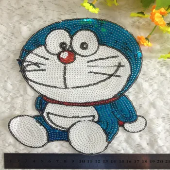 Išsiuvinėti appliqued geležies lopai drabužius animacinių filmų Doraemon blizgančiais elgtis su juo drabužių PASIDARYK pats Motyvas Aplikacijos geležies-dėl