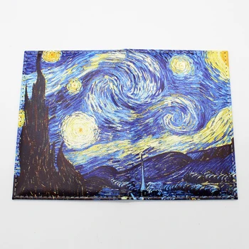 Išskirtinį Meno Stilius Paso Apsaugine danga Van Gogh Žvaigždėtas Dangus Moterų Oda Paso Turėtojas Vyrų Kelionės ID Pasas, Piniginė