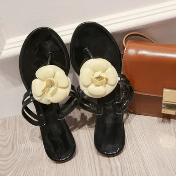 J. BENDRO Prekės ženklo Dizainas camellia žiedų Moterų želė batai Šlepetės Vasaros Fifo Paplūdimio batai, Sandalai Butai Ponios Skaidrės