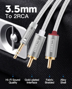 Jack 3.5 mm 2 RCA Audio Kabelis, AUX Splitter 3.5 mm Stereo Vyrų Vyrų 2 RCA Adapteris Garsiakalbio Kabelį 0,5 m 1m 2m 3m 5m